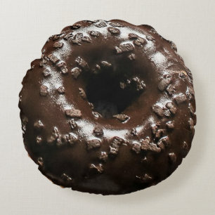 Double-Sided Doughnut:  Chocolate & Pink Sprinkles Round Cushion