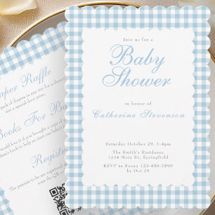 Double Sided Dusty Blue Baby Shower Invitation