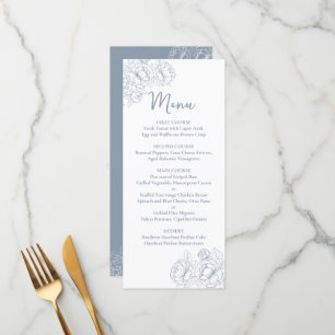 Double-Sided Dusty Blue Boho Floral Wedding Drink+ Menu