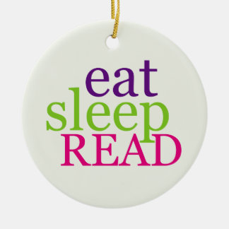 Double-Sided Eat, Sleep, READ - Retro Ceramic Tree Decoration
