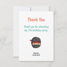 Double-sided editable ninja-themed thank you card