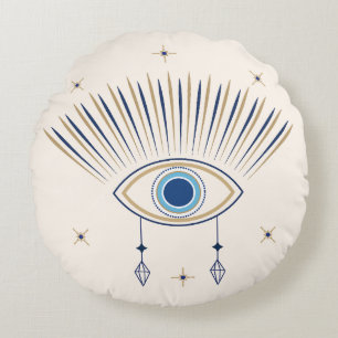 Double Sided Evil Eye  Round Cushion
