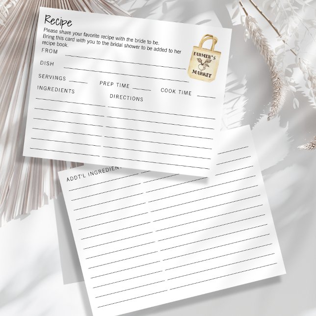 Double Sided Farmers Market Bridal Recipe Card (Creator Uploaded)