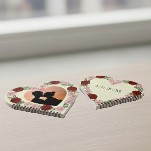 Double-Sided Floral Heart Custom Photo & Quote Not Notebook