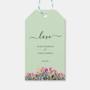 Double-sided Floral Mint Green Wedding Gift Tag