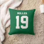 Double-Sided Front Back Green White Sports Jersey Cushion<br><div class="desc">Add a name and number(s) to personalise this custom double-sided green and white sports jersey inspired accent pillow. It is an excellent gift for a sports fan or athlete. The options to change the colour and font sizes are available.</div>