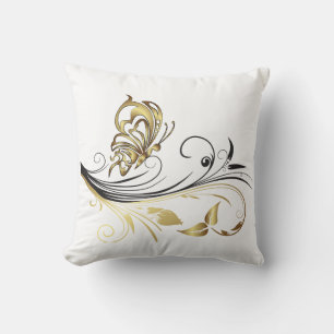 Double Sided Gold Butterfly American MoJo Pillow