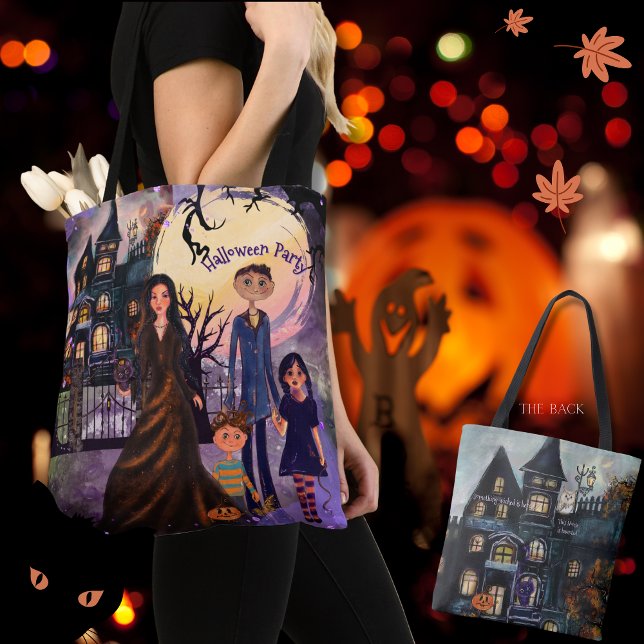Double-Sided Gothic Haunted House Halloween  Tote Bag (Double-Sided Gothic Haunted House Halloween Tote Bag)