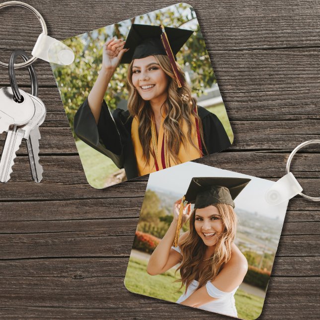 Double Sided Graduation Two Photo Key Ring (Double Sided Graduation Two Photo keychain)