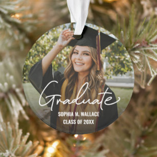 Double sided Handlettering Graduate Custom Photo Ornament