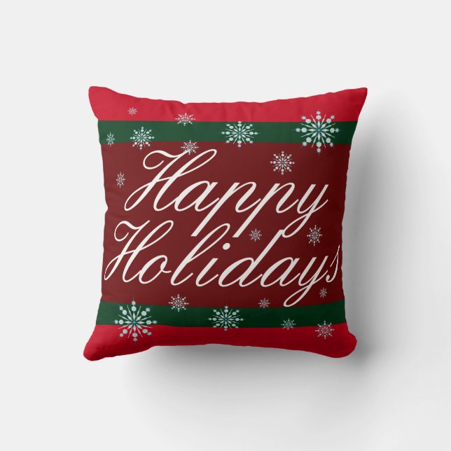 Double Sided Happy Holidays Throw Pillow (Back)