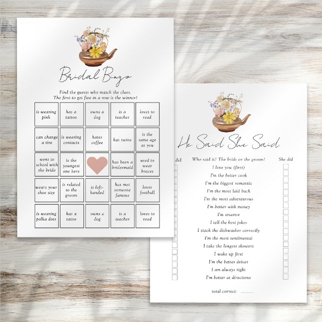 Double Sided He Said She Said Bridal Shower Games Invitation (Creator Uploaded)