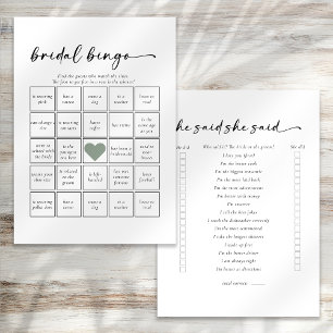 Double Sided He Said She Said Bridal Shower Games Invitation