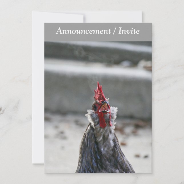 Double Sided Invitaion, Rooster Invitation (Front)