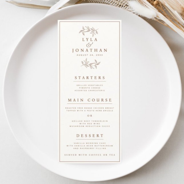 Double-Sided Ivory & Rust Wedding Bar/Dinner Menu (Creator Uploaded)
