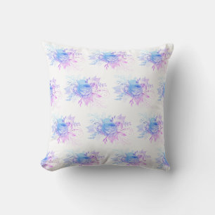 DOUBLE SIDED LAVENDER BLUE FLORAL CUSHION