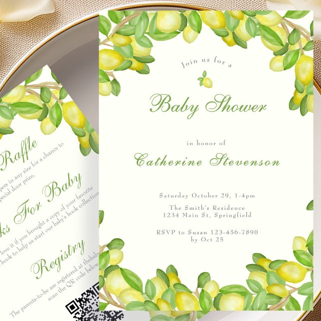 Double Sided Lemon Yellow Baby Shower Invitation  (Creator Uploaded)