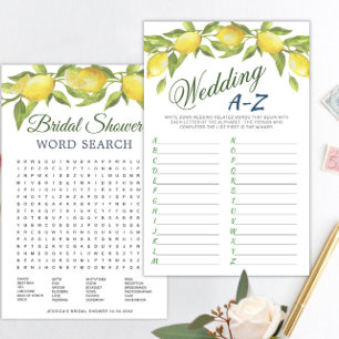 DOUBLE SIDED Lemons & Greenery Bridal Shower Game