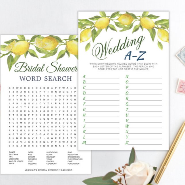 DOUBLE SIDED Lemons & Greenery Bridal Shower Game (Creator Uploaded)