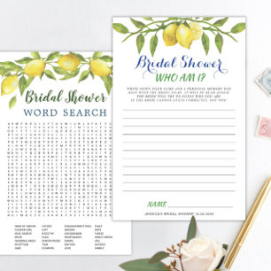DOUBLE SIDED Lemons & Greenery Bridal Shower Game