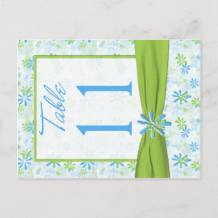 Double-sided Lime, Blue, White Table Number Postcard