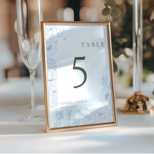 Double Sided Line Art French Blue Table Nr Card