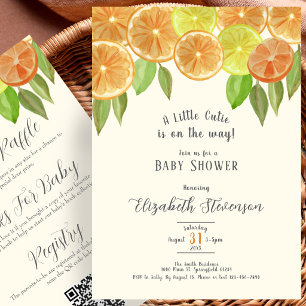 Double Sided Little Cutie Baby Shower Invitation