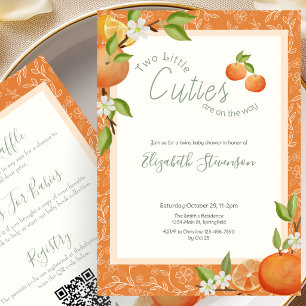 Double Sided Little Cutie Twins Baby Shower Invitation