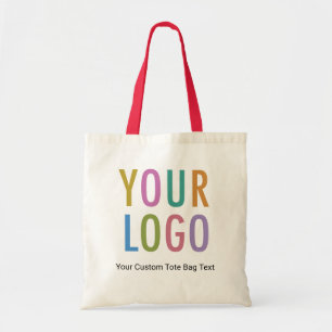 Double Sided Logo Canvas Tote Bag with Red Handle