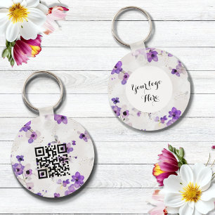 Double sided Logo QR Code keychain