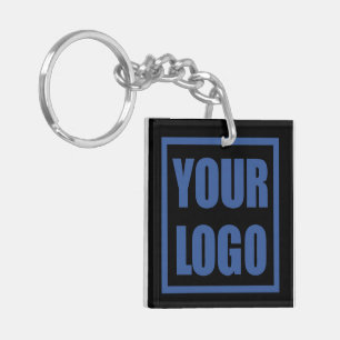 Double Sided Logo Template Keychain Black