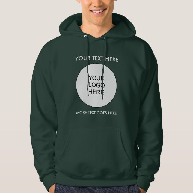 Double Sided Logo Text Mens Deep Forest Template Hoodie (Front)