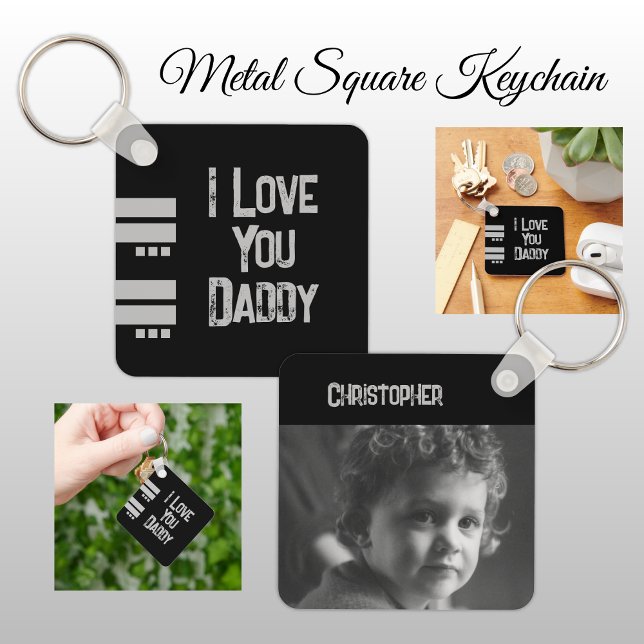 Double sided love daddy add name black grey photo key ring (Creator Uploaded)