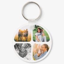 Double Sided Metal 8 Photos Circle Keychain