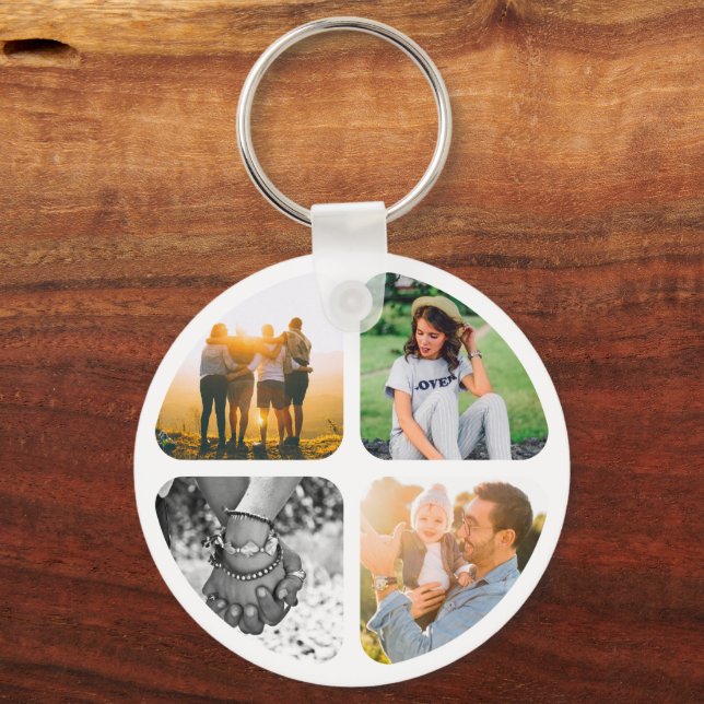Double Sided Metal 8 Photos Circle Keychain (Front)