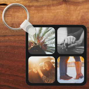 Double Sided Metal 8 Photos Square Keychain