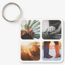 Double Sided Metal 8 Photos Square Keychain
