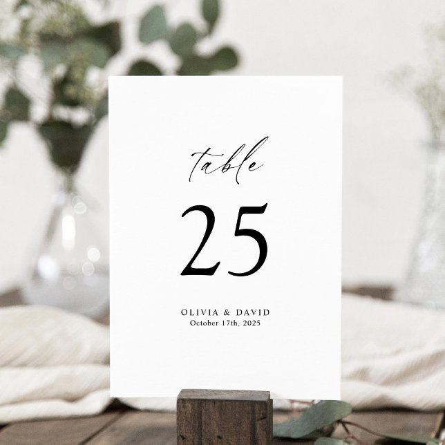 Double-sided Minimalist Modern Table Number (Elegant Minimalist Table Number Card)