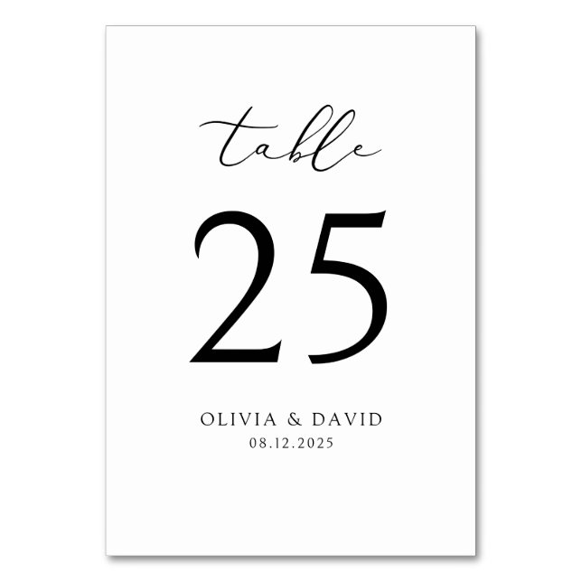 Double-sided Minimalist Modern Table Number (Front)