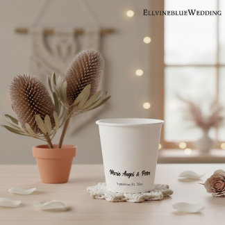 Double-Sided Minimalist Typography Wedding Paper Cups