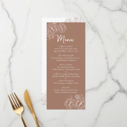 Double-Sided Mocha Mousse Boho Floral Wedding Bar+ Menu