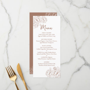 Double-Sided Mocha Mousse Boho Floral Wedding Bar+ Menu
