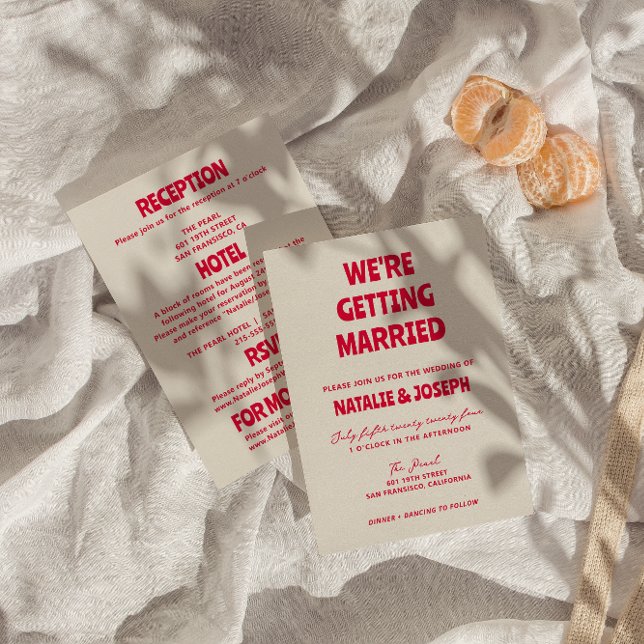 Double Sided Modern Colourful Retro Bold Wedding Invitation (Creator Uploaded)