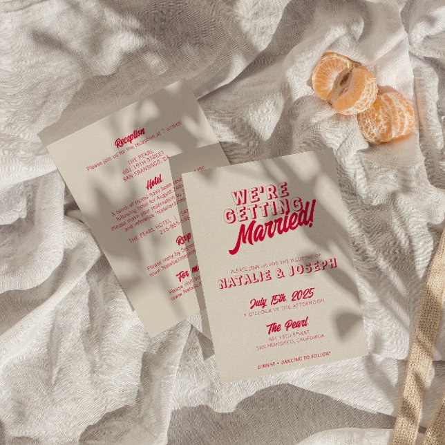 Double Sided Modern Colourful Retro Bold Wedding  Invitation (Creator Uploaded)