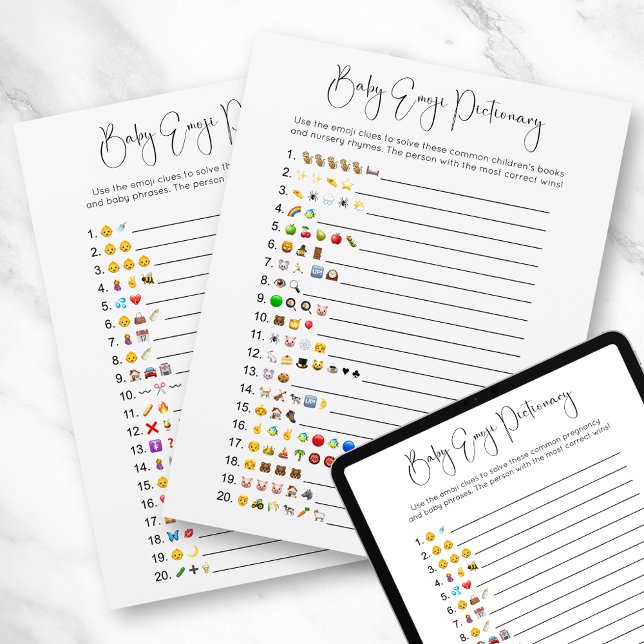 Double Sided Modern Emoji Baby Shower Game Invitation (Creator Uploaded)