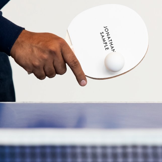 Double Sided Modern Simple Design Names White Ping Pong Paddle (Insitu)