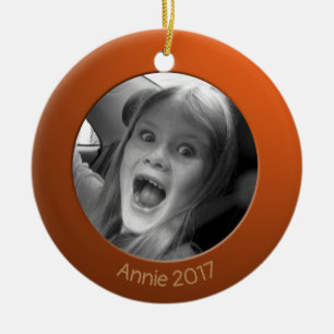 Double Sided Orange 2 x Custom Photo and Text Ceramic Tree Decoration