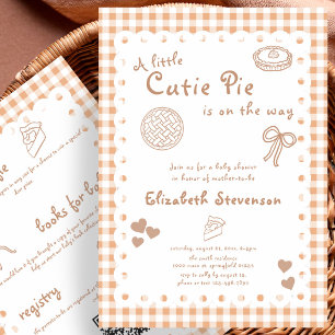 Double Sided Orange Gingham Cutie Pie Baby Shower Invitation
