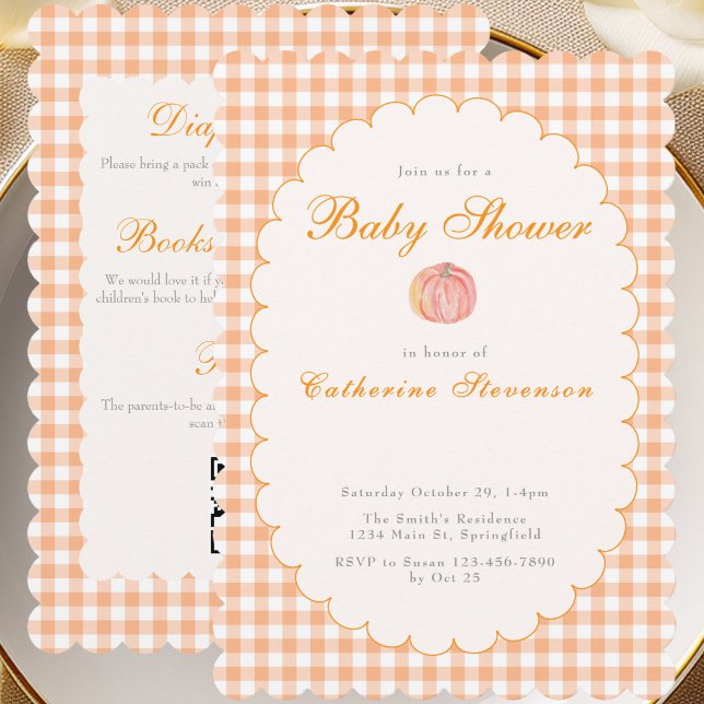 Double Sided Orange Pumpkin Baby Shower Invitation (Creator Uploaded)