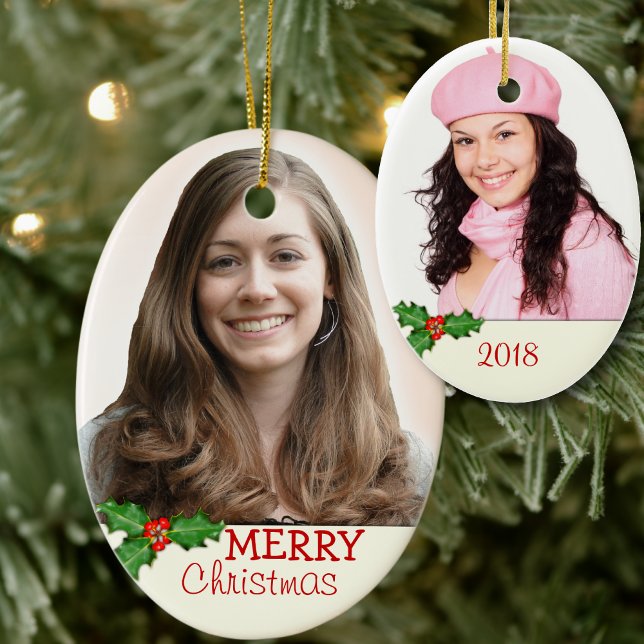 Double-Sided Oval Christmas Photo Ornament (Creator Uploaded)